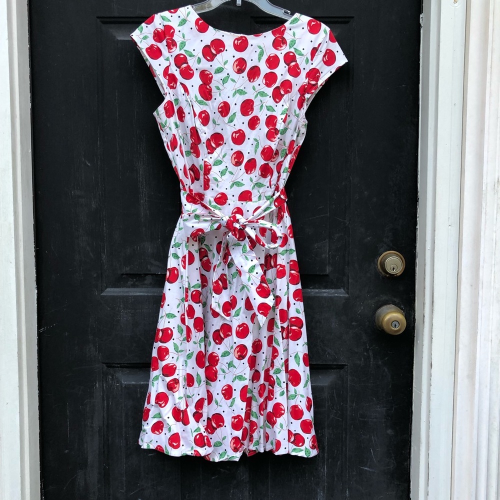 Dressy Star Women’s White with Cherries Dress